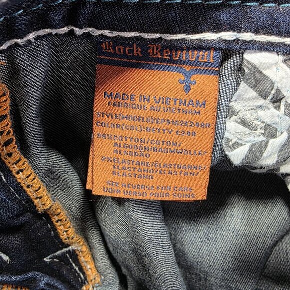 Rock Revival Jeans Womens 34 Blue Easy Boot Betty Bootcut Embroidered Denim - Picture 7 of 11